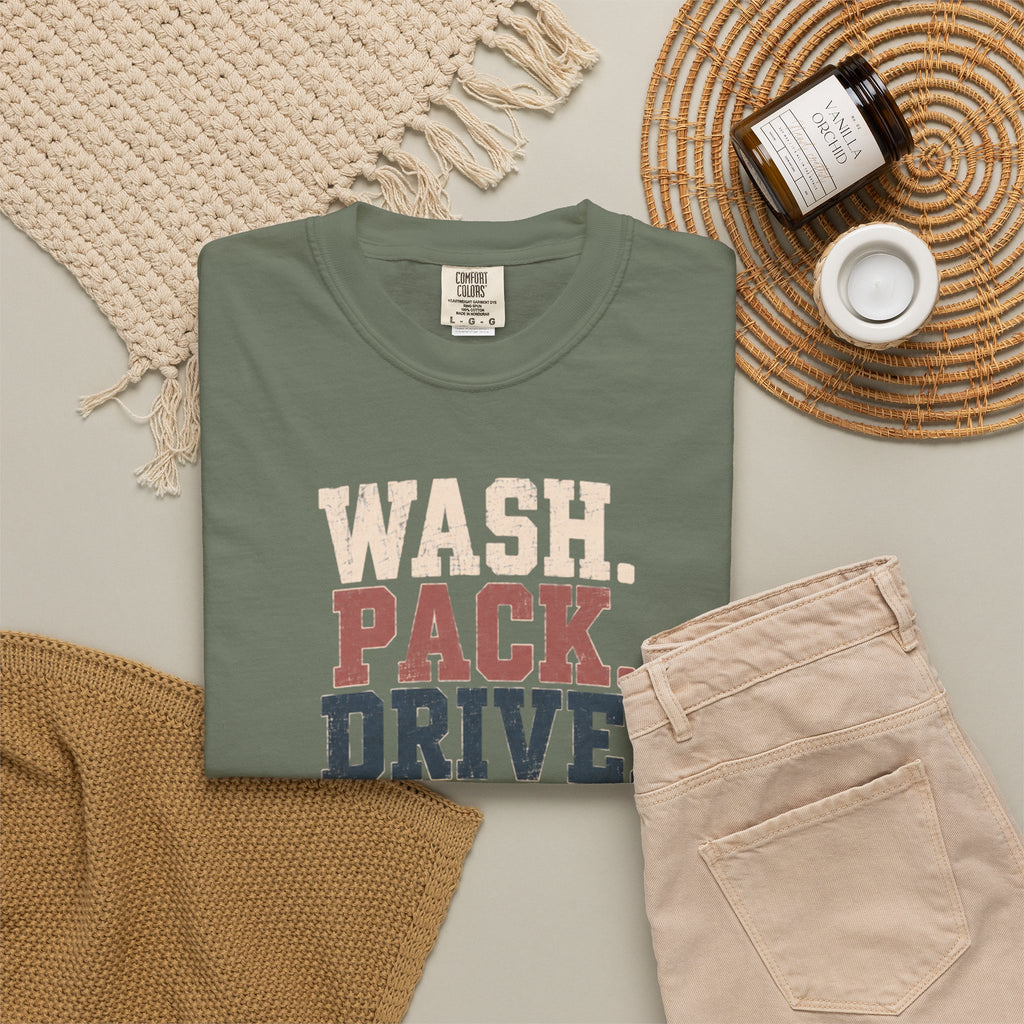 Wash. Pack. Drive. Cheer. Repeat. Graphic T-Shirt
