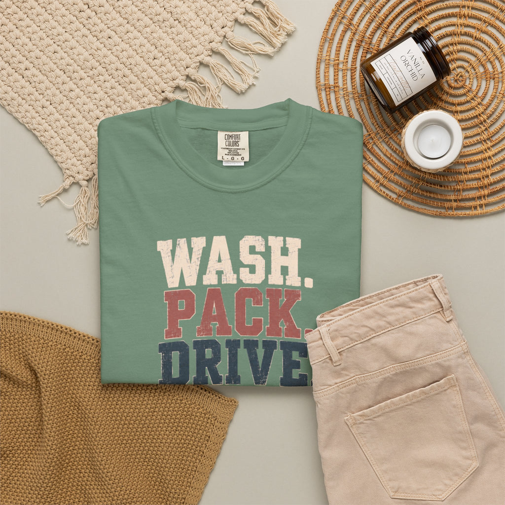 Wash. Pack. Drive. Cheer. Repeat. Graphic T-Shirt
