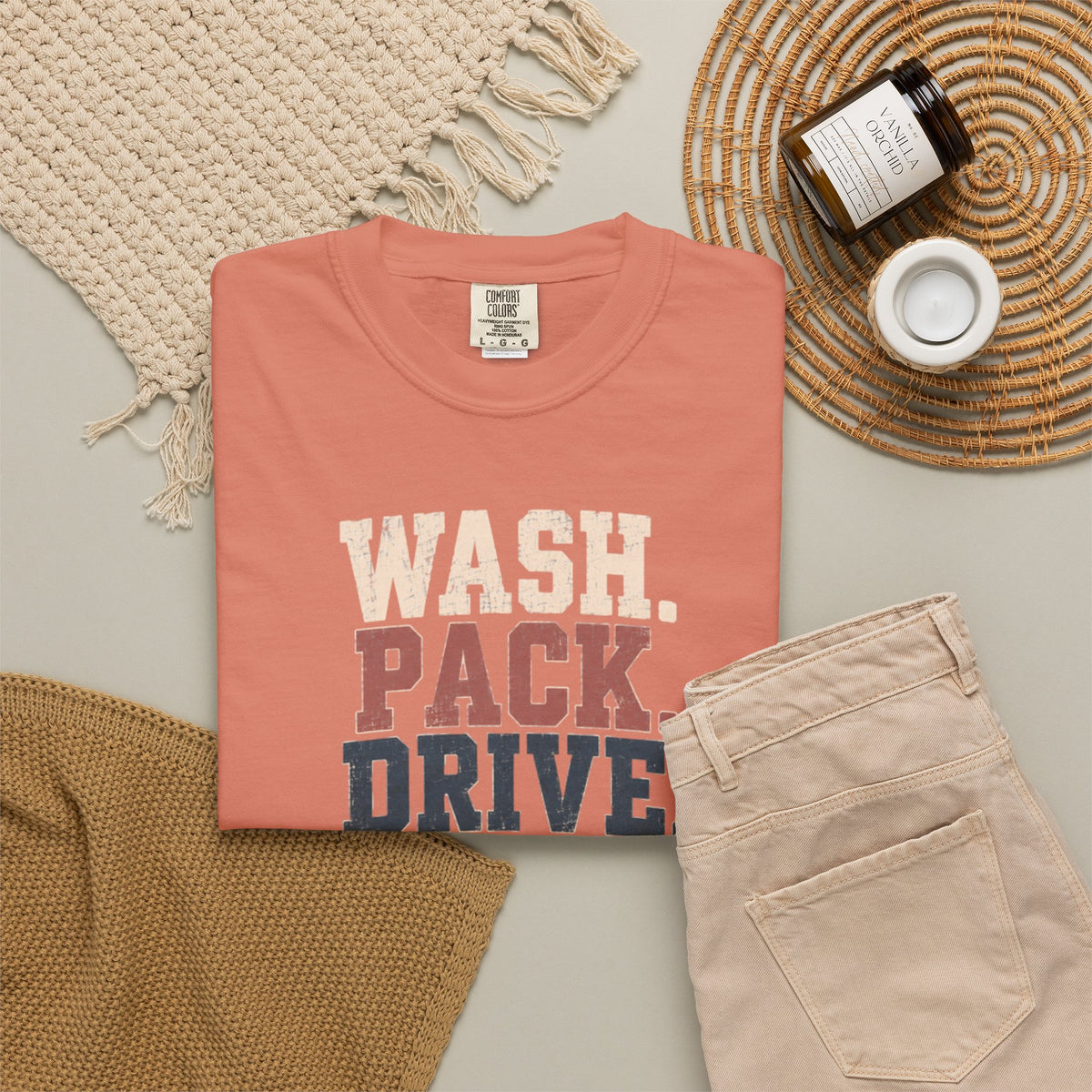 Wash. Pack. Drive. Cheer. Repeat. Graphic T-Shirt
