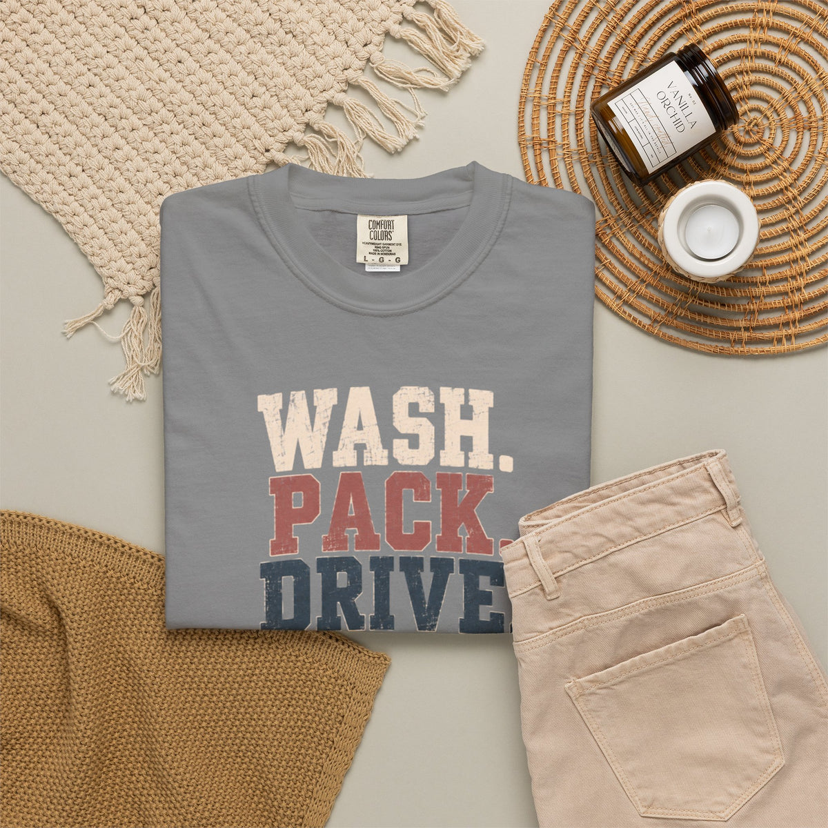 Wash. Pack. Drive. Cheer. Repeat. Graphic T-Shirt