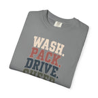 Wash. Pack. Drive. Cheer. Repeat. Graphic T-Shirt