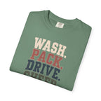 Wash. Pack. Drive. Cheer. Repeat. Graphic T-Shirt