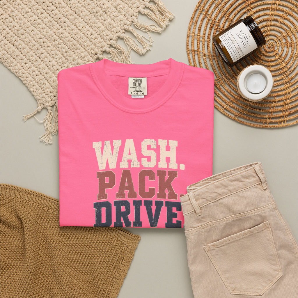 Wash. Pack. Drive. Cheer. Repeat. Graphic T-Shirt