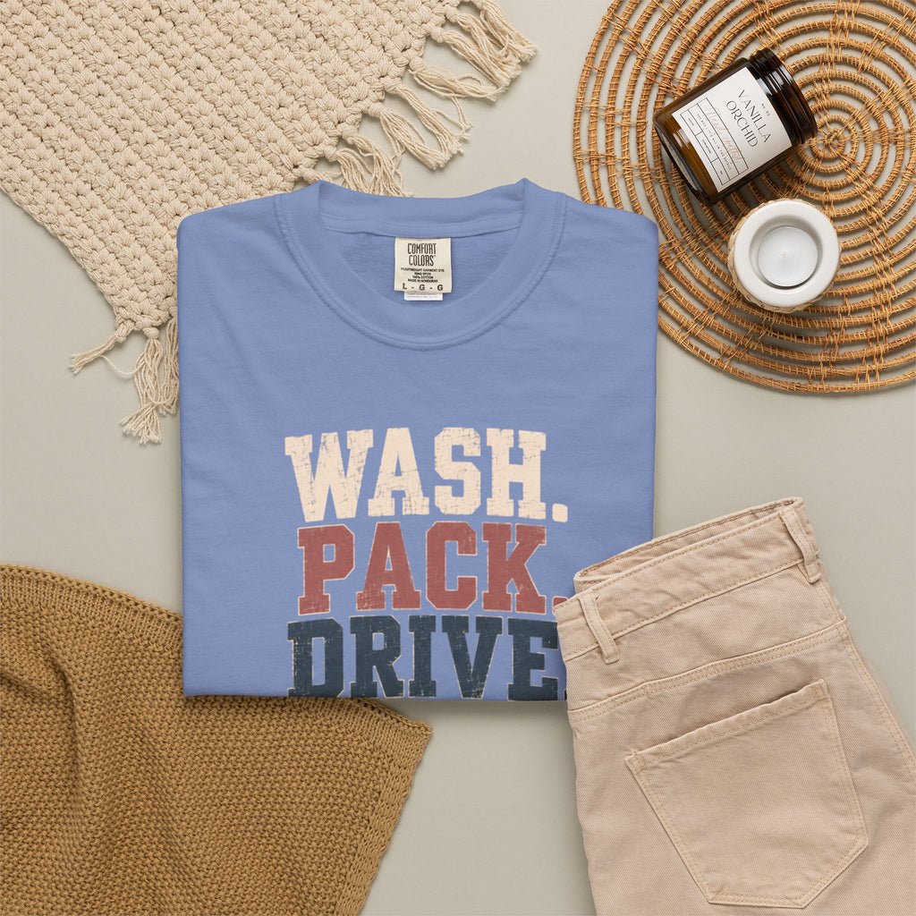 Wash. Pack. Drive. Cheer. Repeat. Graphic T-Shirt